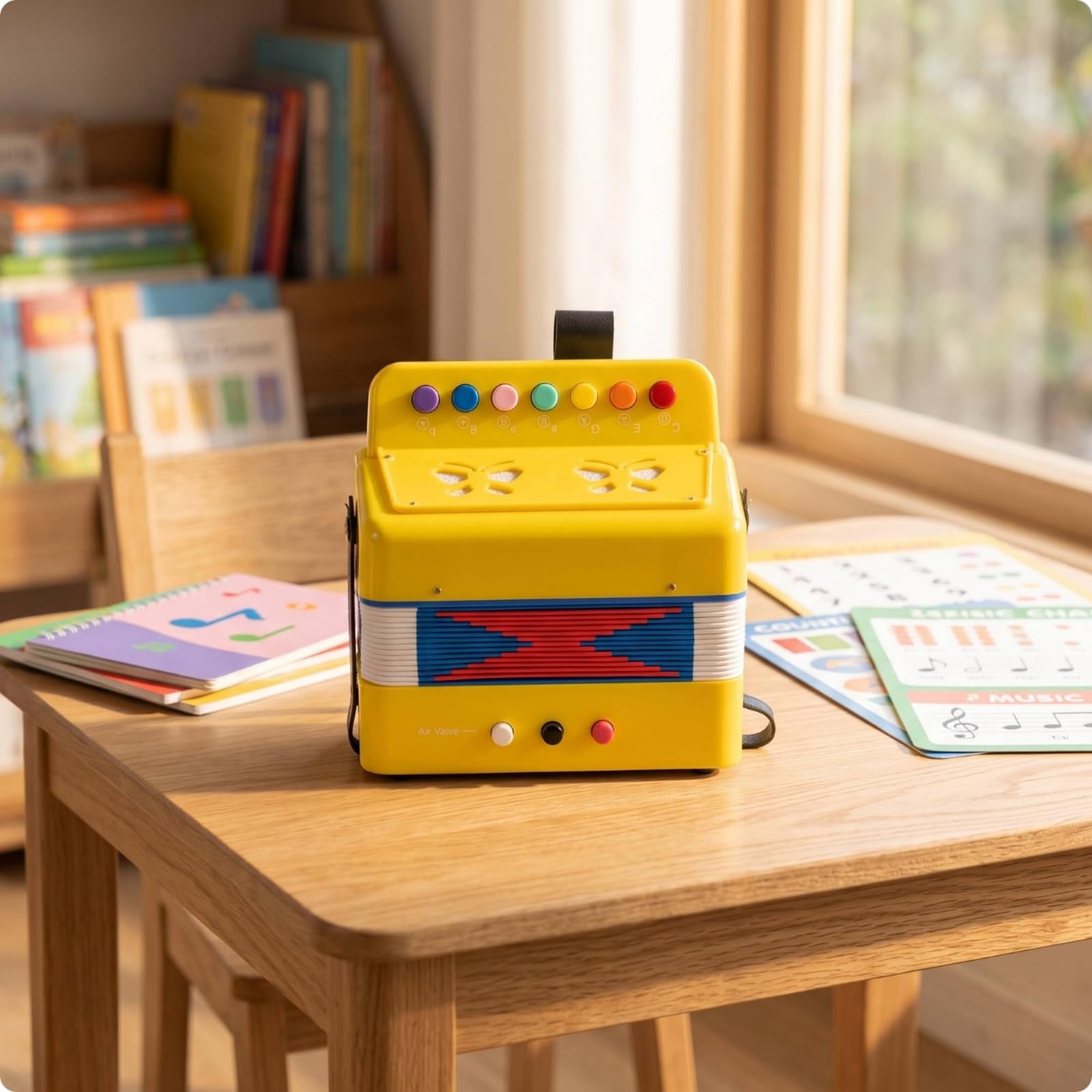 Fisarmonica per Bambini Strumento Didattico Mini Fisarmonica Organetto Portatile Giocattolo Musicale in Plastica con Tasti Rotondi Doppio Basso E , Nero