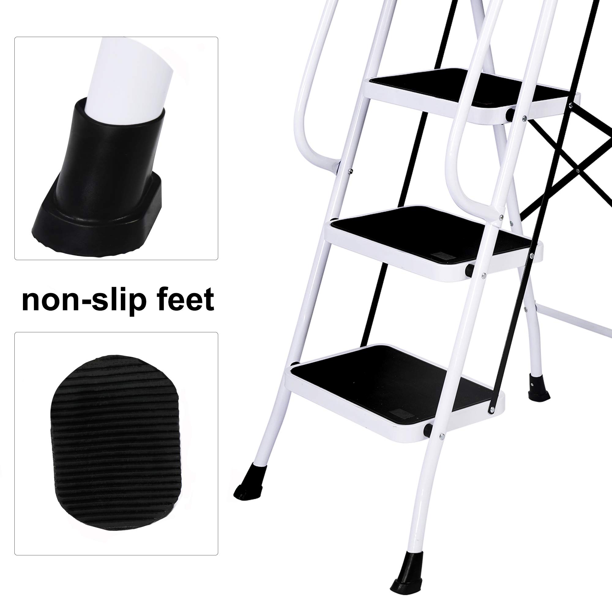 Livebest 4 Steps Ladder Folding Step Stool with Hand Grip NonSlip