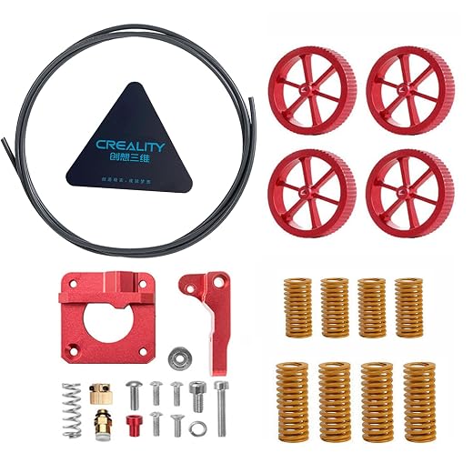 Creality Upgrade 3D Printer Kit with Capricorn Premium XS Bowden Tubing 1M, 4Aluminum Hand Twist Leveling Nut, Aluminum Ender 3 Extruder and 4Hot Bed Die Springs for Ender 3/3 Pro