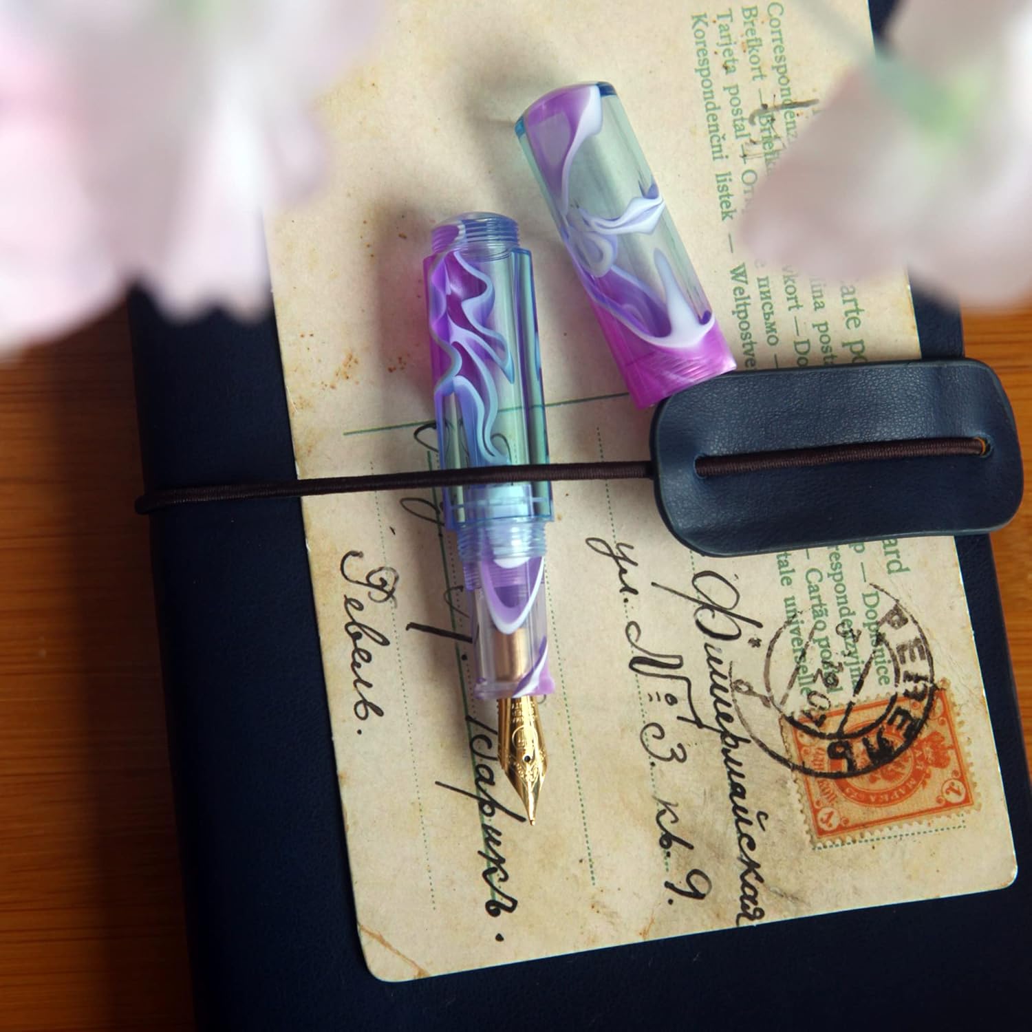 SeventyTwo Mini Transparent Pocket-Size Eyedropper Fountain Pen Fine Nib 0.5mm (Purple)