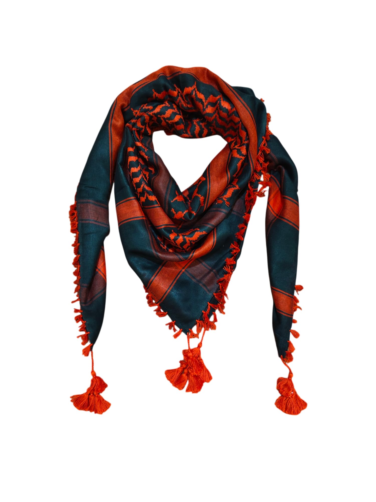 Men’s Cotton Blend Scarf – Red & Black Checked Red Black, All-Season Wear, 48 Inch-picture-31