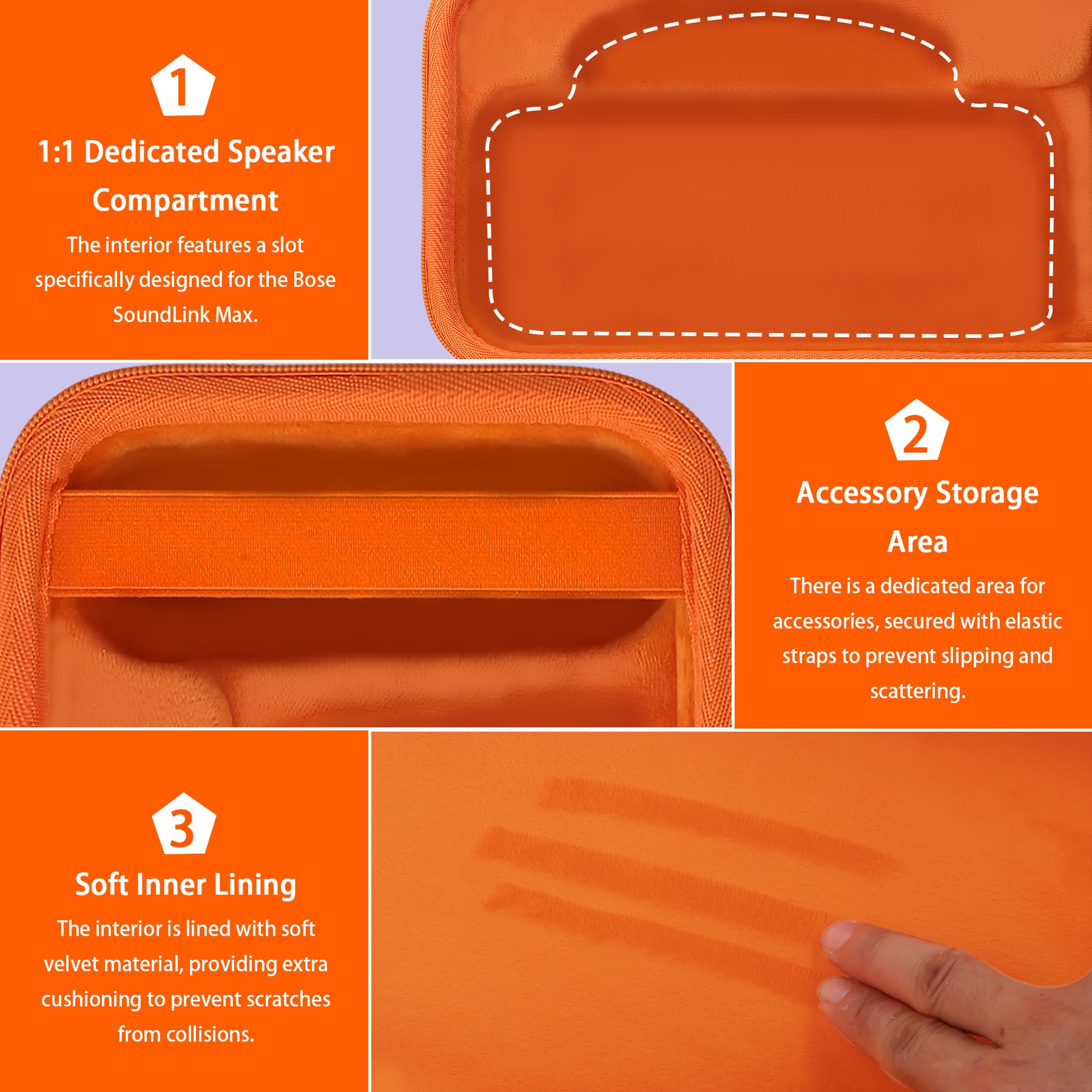co2CREA Hard Travel Case for Bose SoundLink Max Bluetooth Portable Speaker, Case Only, Orange - Image 2