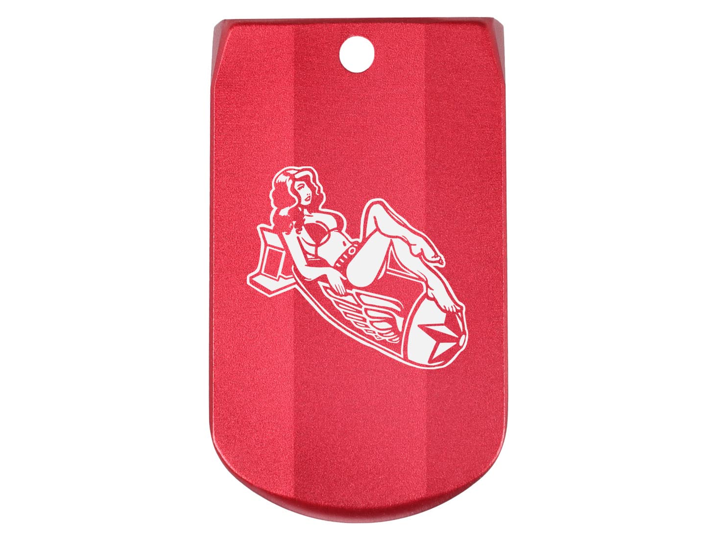 NDZ Performance Magazine Base Plate Finger Extension for Sig P365 & P365 SAS 9MM Laser Engraved Anodized Aluminum in Red - Choose Design