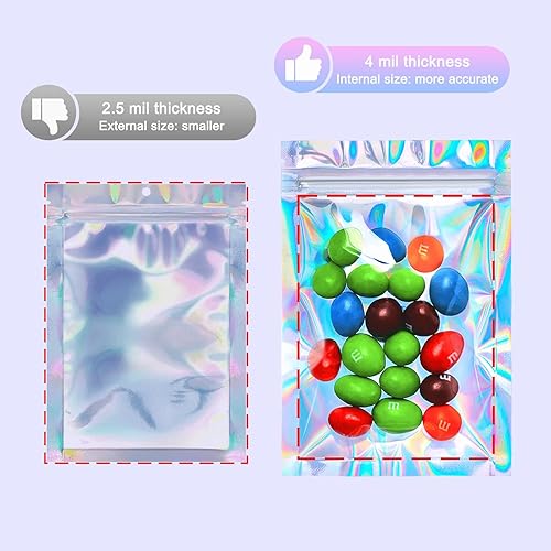 Miniatura 2 de Bolsas holográficas, bolsas resellables a prueba de olores de 3 x 4 pulgadas para alimentos, pequeñas empresas y fiestas (100 unidades)
