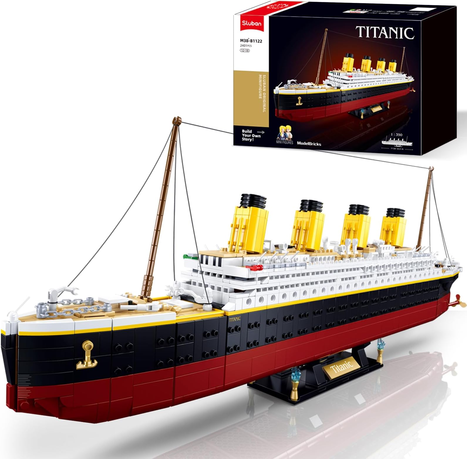 Model Set, Ship Brick Set, Gift for Adults and Kids 6+, with 2 Major Minifigures, Compatible with Lego Sets, STEM Big Shape Brick Set, Ideal for Fans' Collection, 2401 PCS
