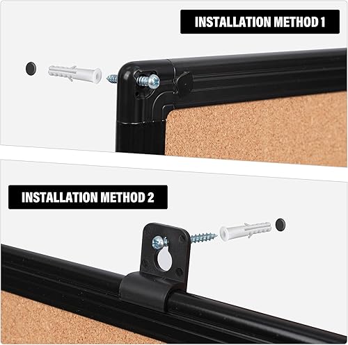Miniatura 6 de Paquete de 2 tableros de anuncios de corcho de 48 x 36 pulgadas, marco de aluminio negro, corchos de 4 x 3 para pared, tablero de anuncios grande