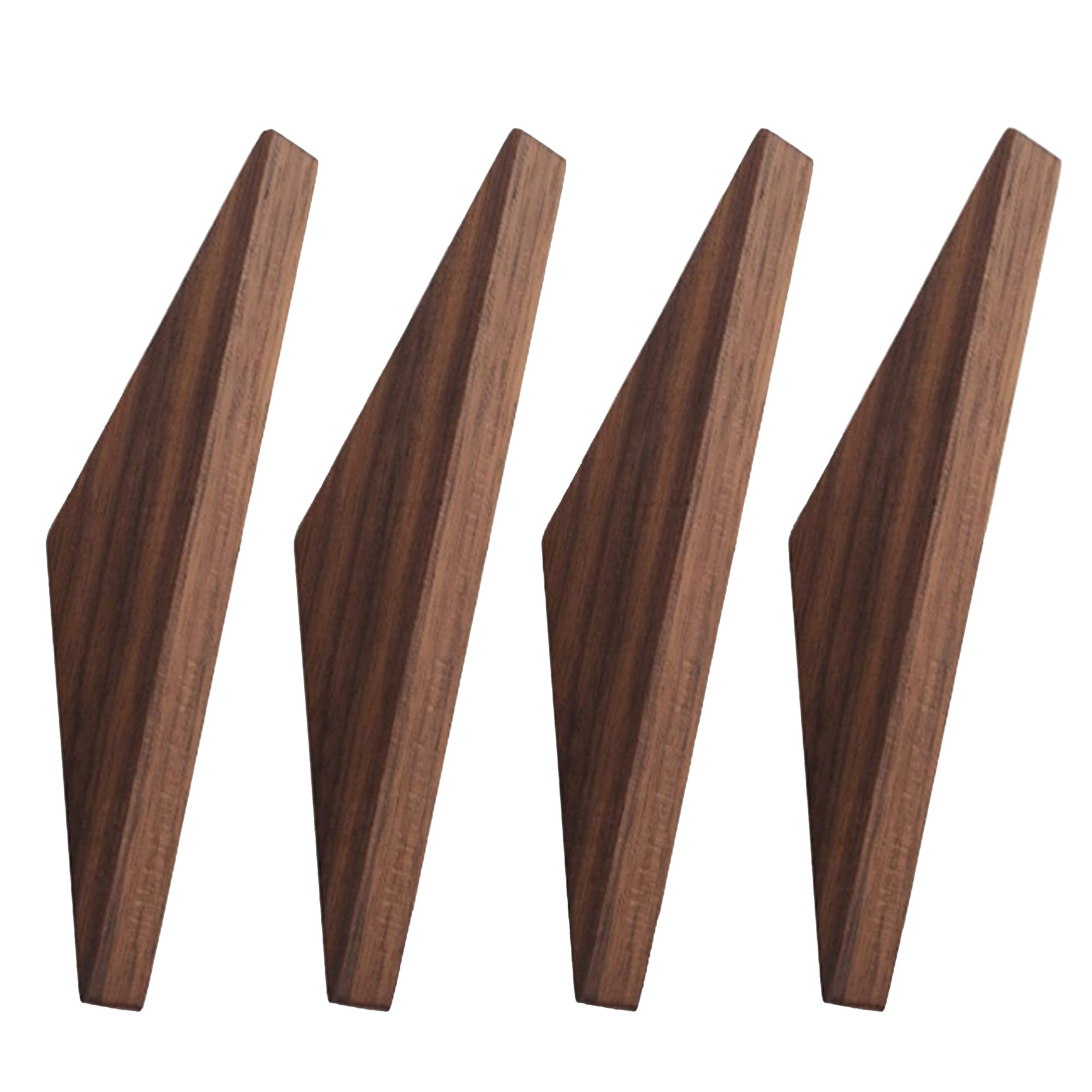 Black Walnut Wood Natural Wooden Coat Hooks,Wall Mounted Single Wall Wood Hook Rack,Minimalist Design Hooks Clothes Hat Hanger Towel Rack, 4Pack (