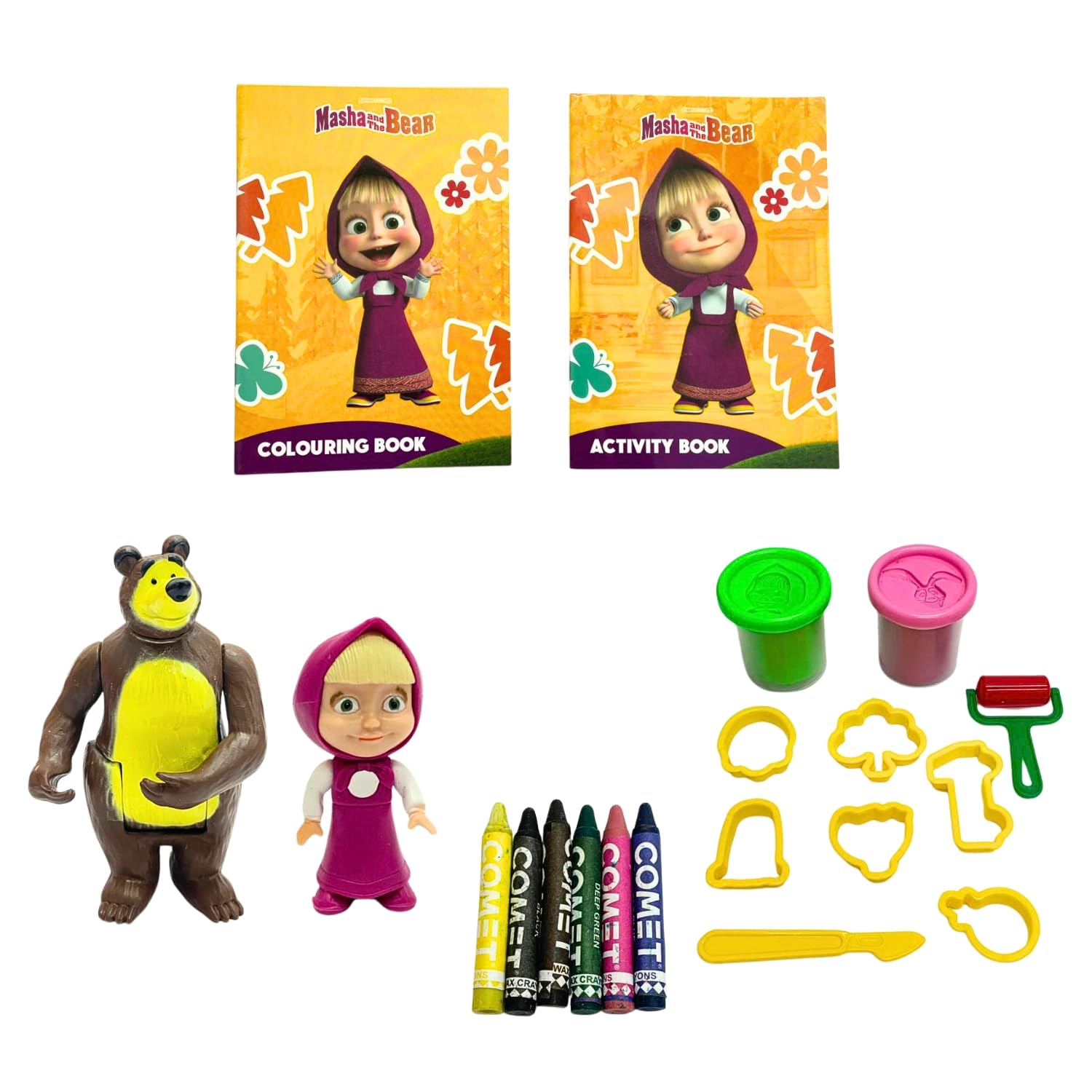 Simba Masha and The Bear Squishy Fun Dough Play Set with Moulds and Figure, Ages 3+ 3