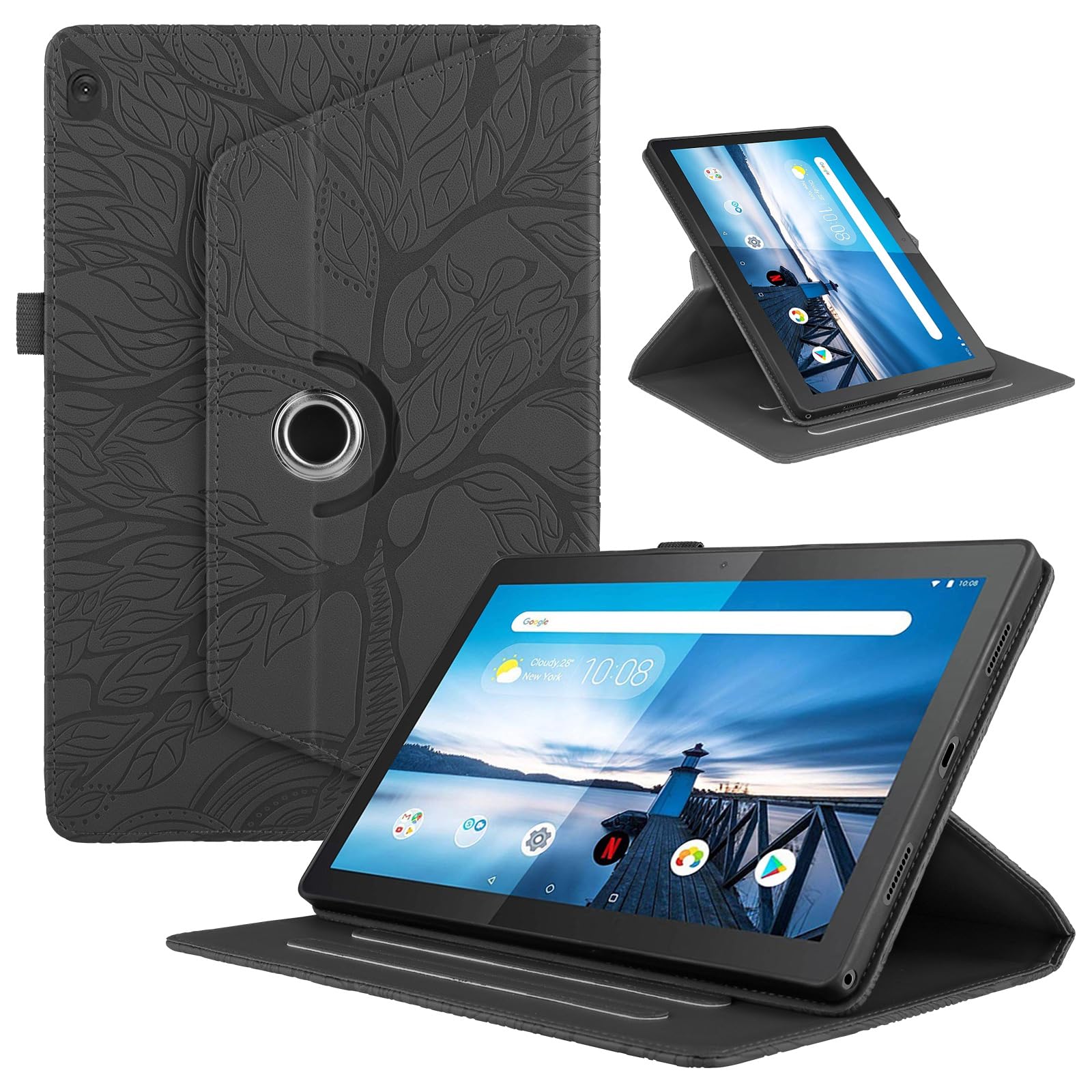 Funda para Samsung Galaxy Tab S9/ S8/ S7 11" (SM-X710/X700/T870) PU Cuero Tablets Protectora Cover 360°Carcasa Giratoria de ángulo Múltiple Stand Función Tablets Funda,Rojo Árboles — view 57
