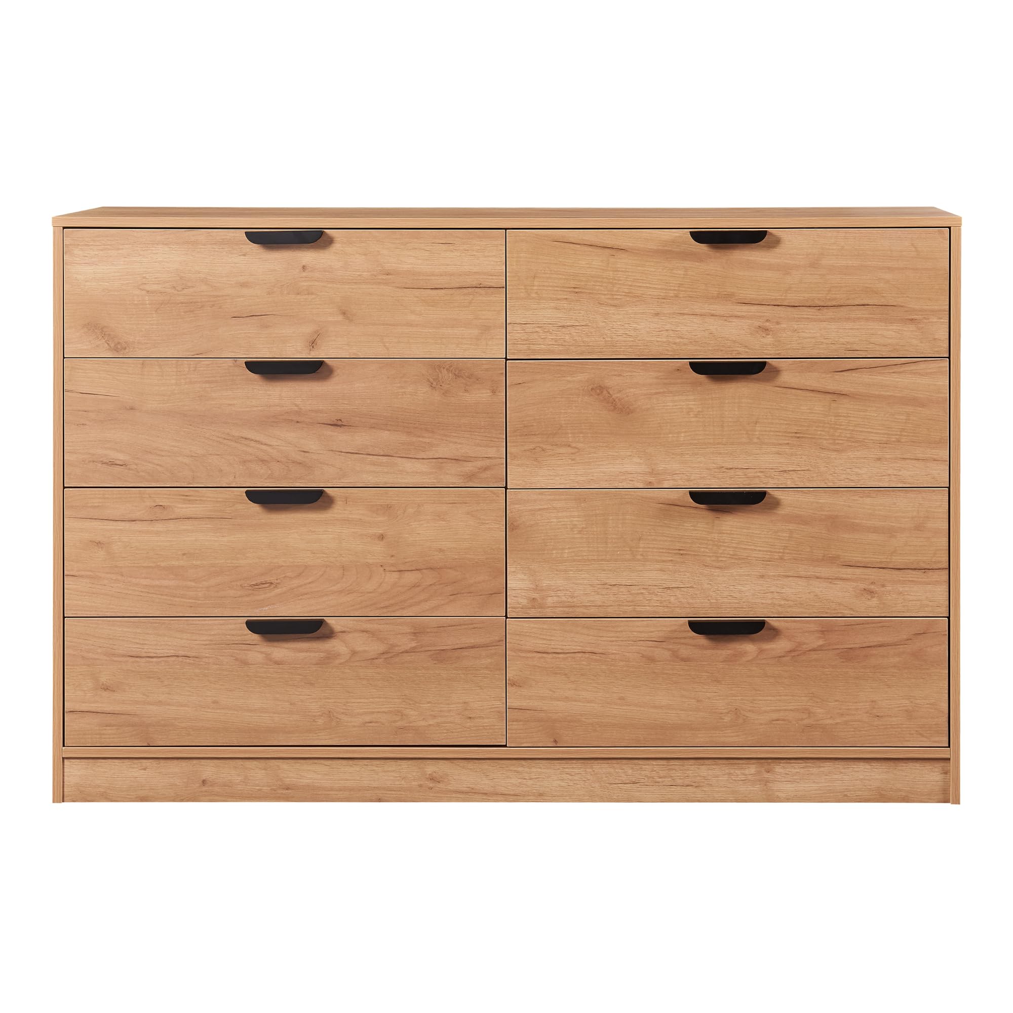 [en.casa] Komoda Varkaus z 8 szufladami, szafka do sypialni, szafka do przechowywania, 90 x 140 x 40 cm, do korytarza, szafka z szufladami, imitacja dębu