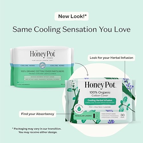 Miniatura 2 de The Honey Pot Company Everyday Panty Liners (30 unidades), despensas de algodón limpio con infusión de hierbas, cuidado femenino y menstrual