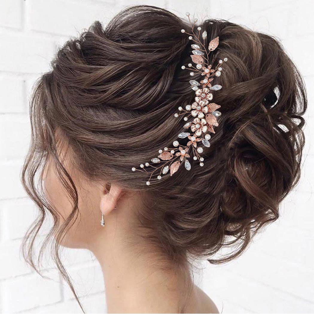 GORAIS Bride Wedding Hair Vine Flower Hair Piece Rhinestone Bridal Headpiece Hair Accessories for Women - Image 4