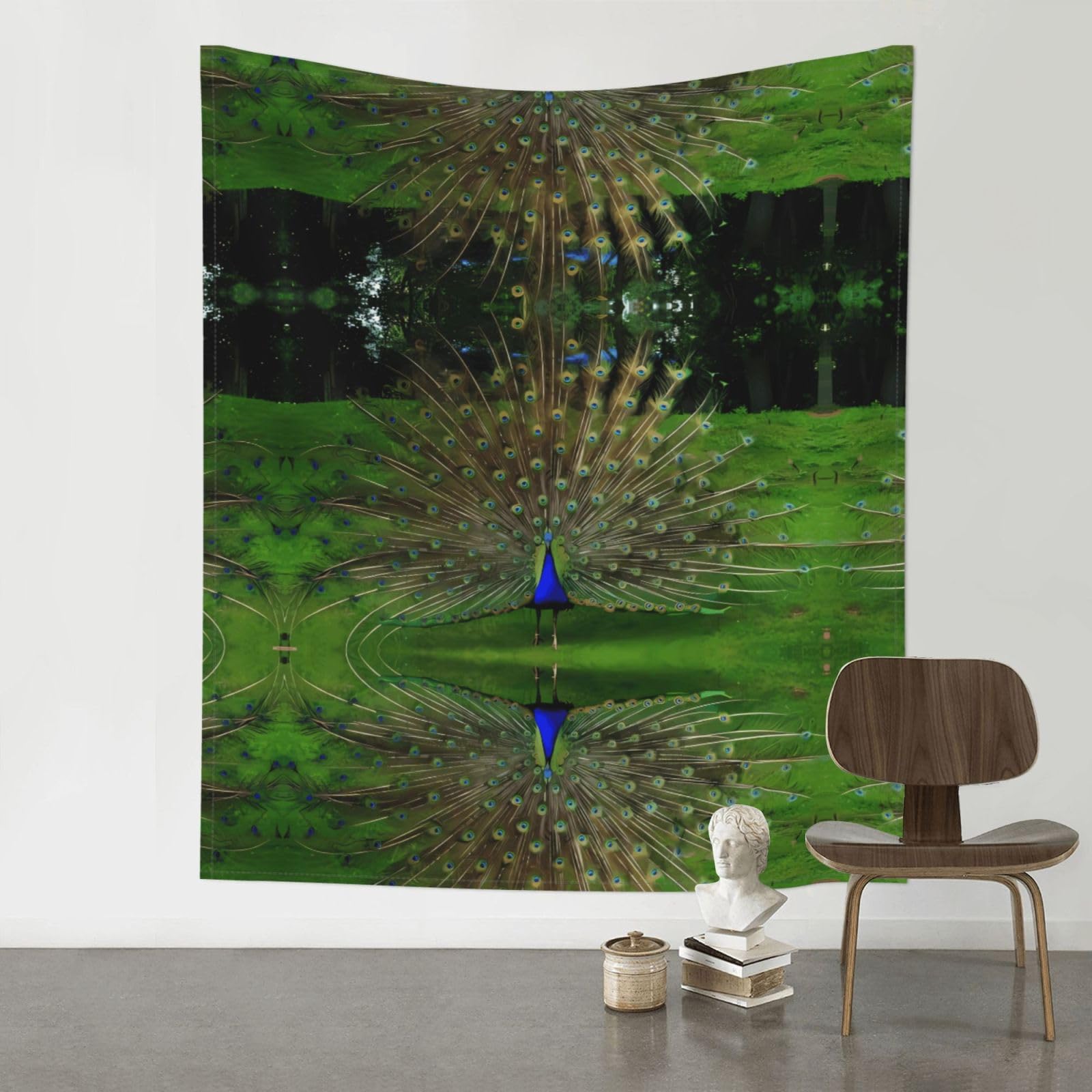 HJFCZH Peacocks Prints Wall Tapestry 60x51in – Boho Decor Throw for Bedroom, Dorm, Beach Cover & Picnic Blanket
