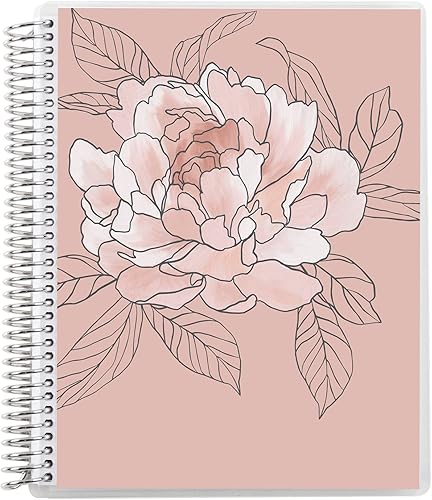 Erin Condren Diario para mujer de 8.5 x 11 pulgadas, cuaderno de cuadrícula de puntos encuadernado en espiral - Flora Peony, cuaderno de cuadrícula