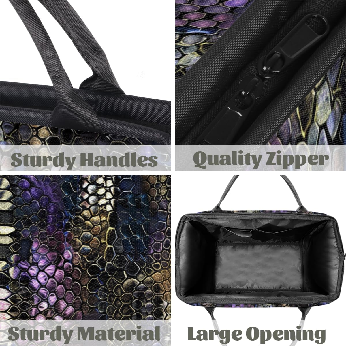 Animal Snake Skin Small Overnight Weekender Tote Bag for Women Men Foldable Travel Duffel Bags Lightweight Sports Gym Bag Waterproof Carry On Luggage Weekender Bag for Traveling Gifts