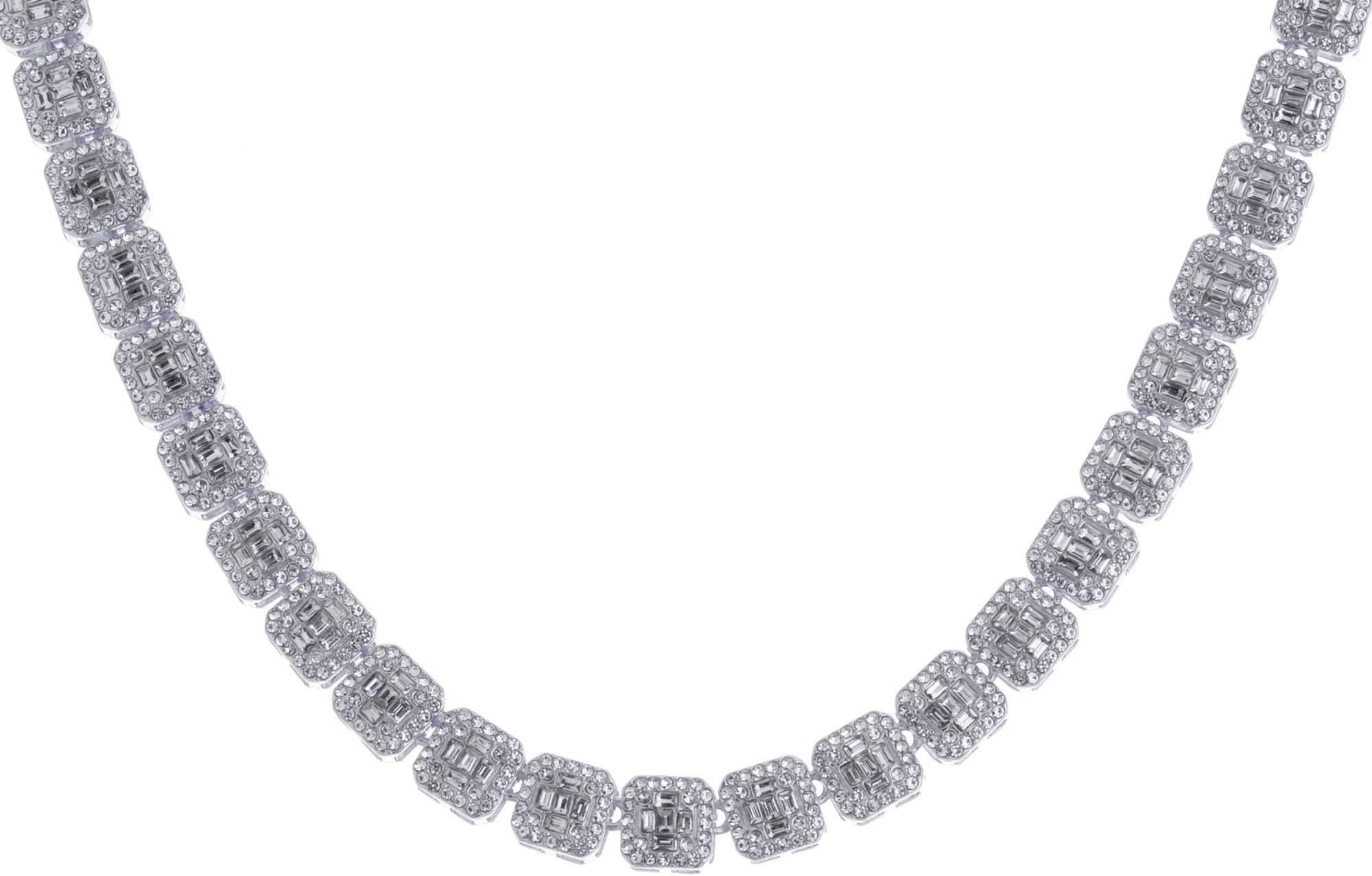 metaltree98 Rapper Style Iced Out Bling Choker 12 MM 20" Clustered Block Tennis NECKLACE CSN 012 S(20"), 20 Inch, Rhinestone Stone Zinc, stone
