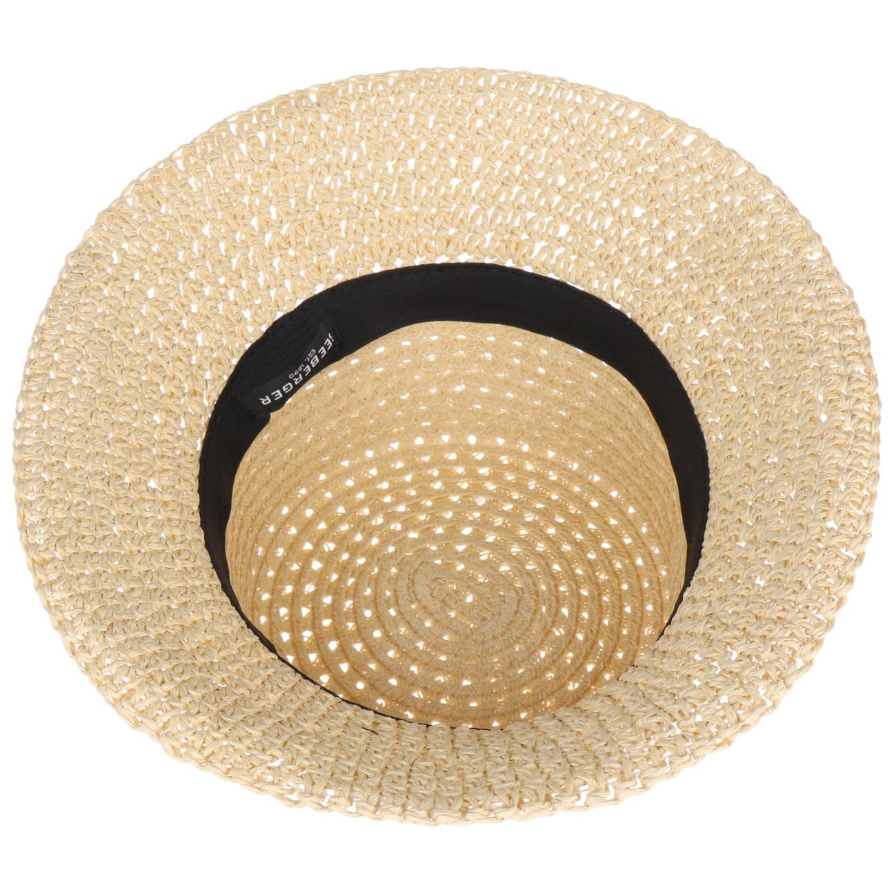 Seeberger Sombrero de paja con crochet de color liso, para verano, para jardín, playa, ganchillo, para mujer, primavera, verano, primavera y verano