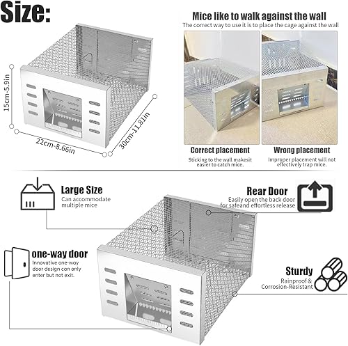 Miniatura 4 de Eaglever - Trampa para ratas, trampa para ratas Eaglever, trampa automática de acero inoxidable, trampa automática para ratas, trampa automática