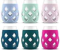 Vista 5 de Ello Cru - Juego de copas de vino sin tallo de 17 onzas con fundas protectoras de silicona, aptas para lavavajillas, paquete de copas de cóctel