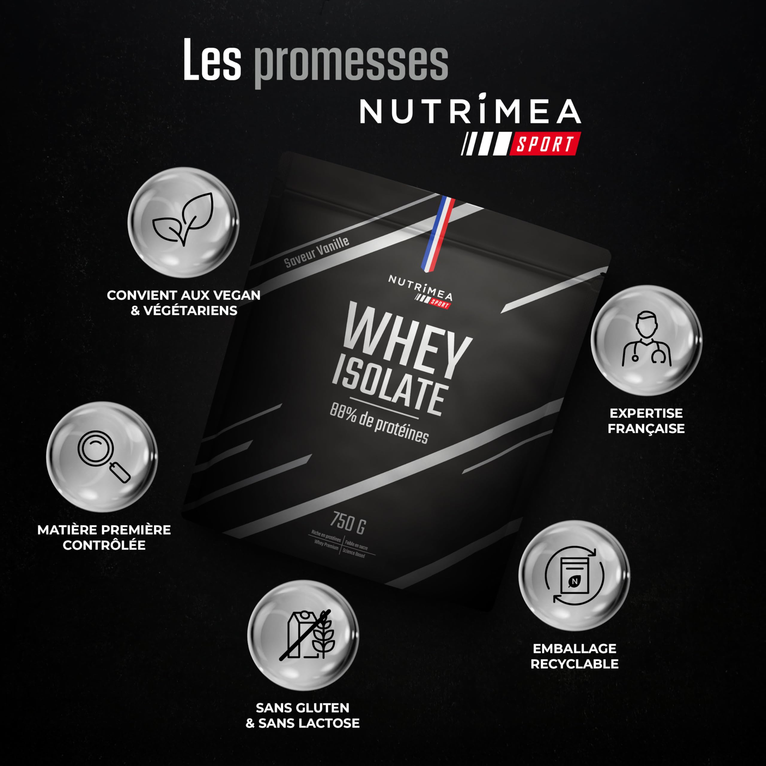 Whey Isolate - 88% de Protéines, Faible en Sucre - Performance & Récupération Optimales - Whey Protein Isolate 100% Pure - Saveur Vanille Crémeuse - Nutrimea - Expertise Française