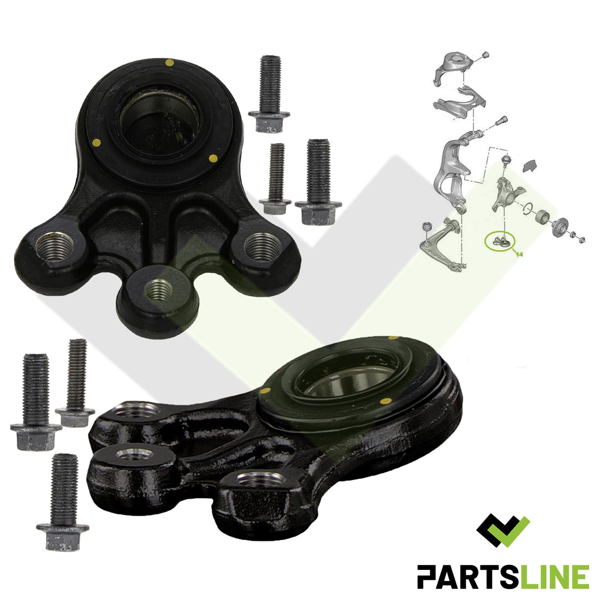 Partsline (Lot de 2) Rotule de suspension inférieure avant gauche et avant droite compatible avec C5 III, C6, 407, 508 3640.58 3640.72