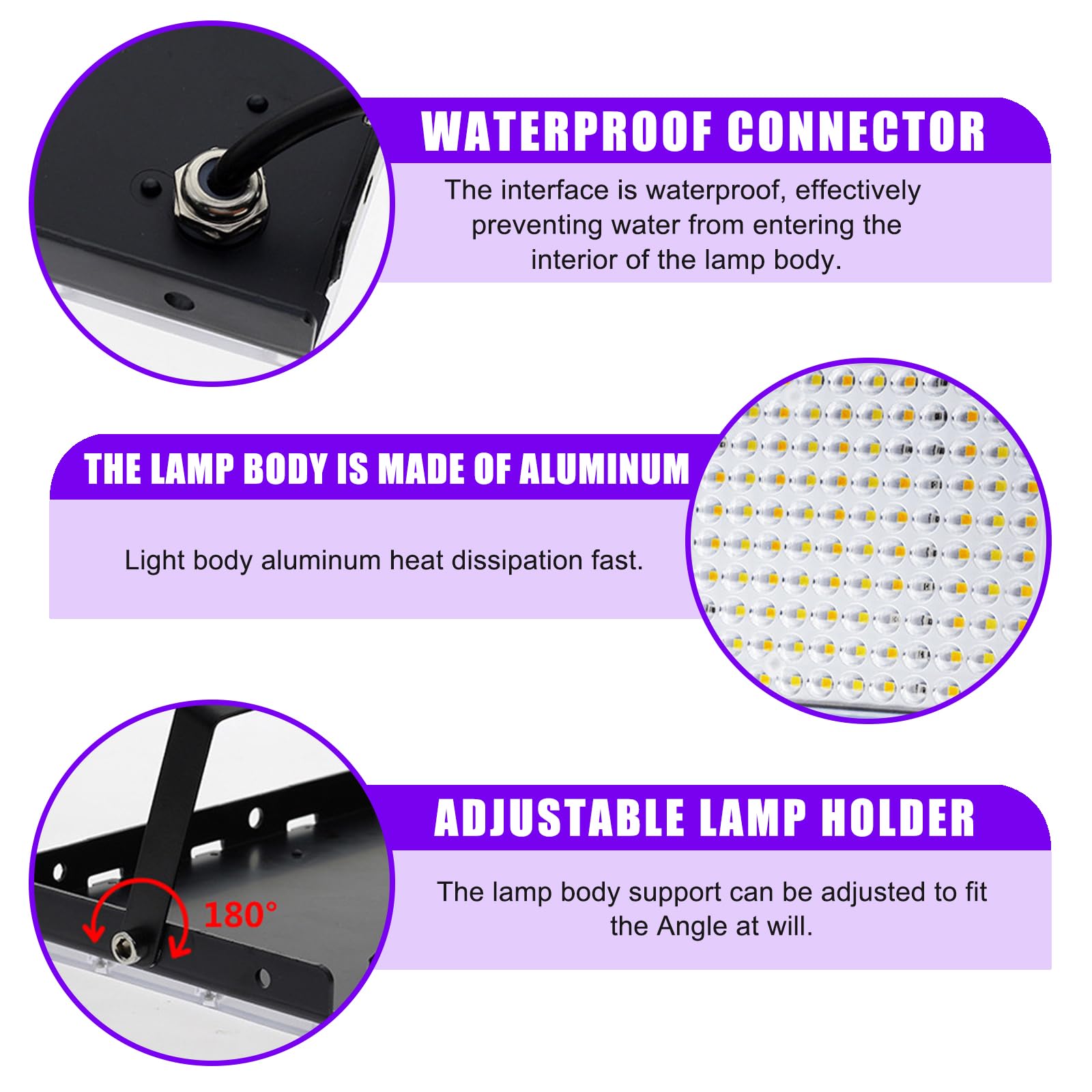 BAIFULAI Faretto a luce nera UV 200 W, 216 perle di lampada a LED, IP65, impermeabile, luce nera con spina per discoteca, illuminazione per palcoscenico, decorazione di Halloween, accessori per feste