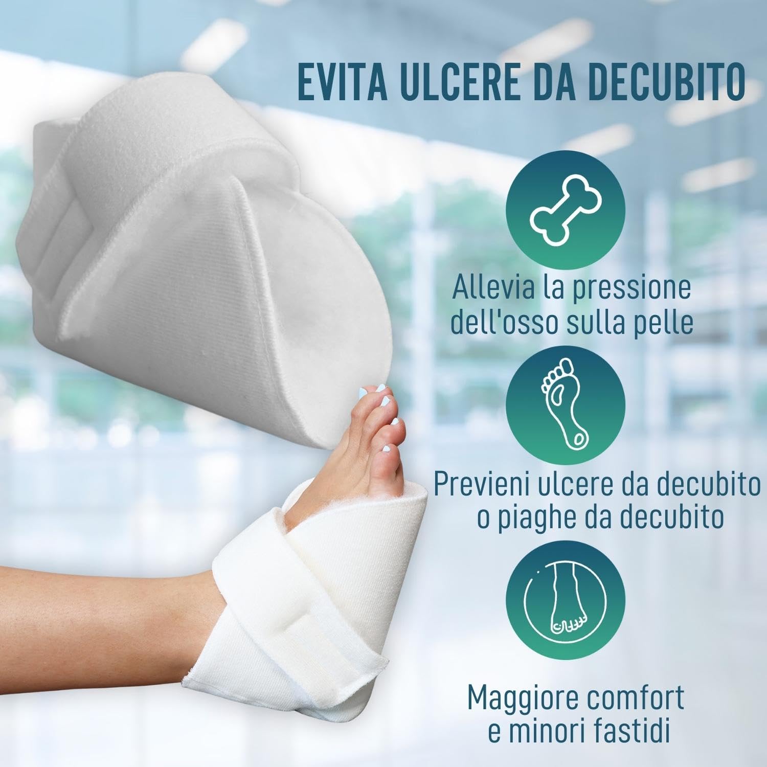 OrtoPrime Talloniere Antidecubito Bianche 1 Paio - Talloniera Ortopedica - Talloniera Antidecubito per Piaghe da Decubito - Talloniere Antidecubito Universali - Proteggi Talloni per Sedia a Rotelle