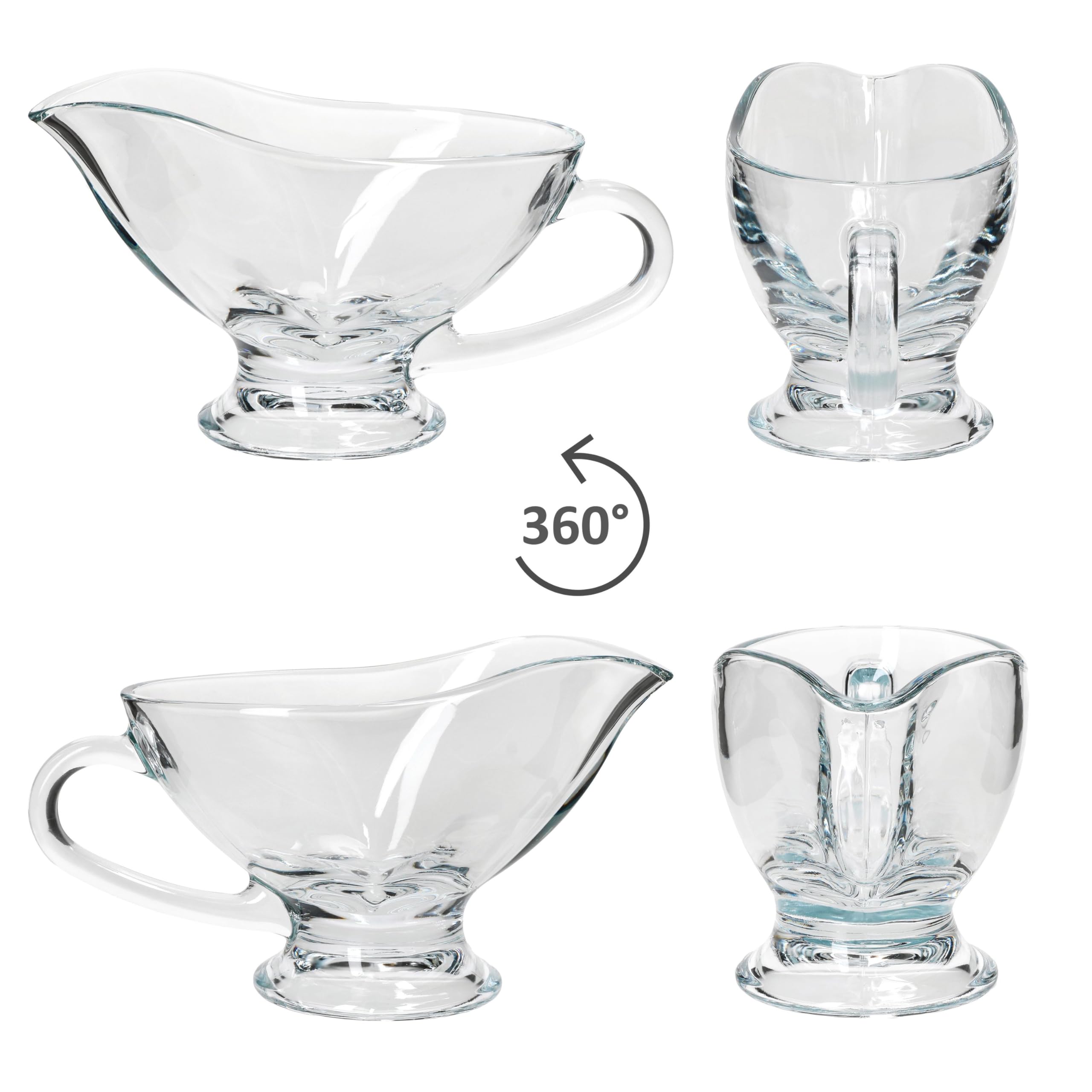 OMAGO Salsiera In Vetro Trasparente 160 Ml – Con Manico, Elegante, Per Salse E Condimenti, Lavabile In Lavastoviglie