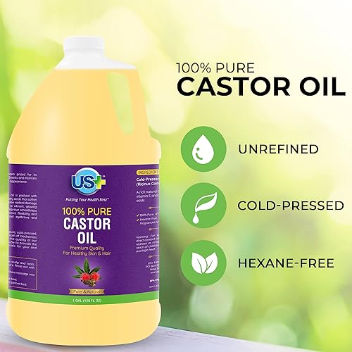 Miniatura 2 de Aceite de ricino 100% puro, prensado en frío, sin refinar, sin hexano, calidad premium, grado USP (1 galón)