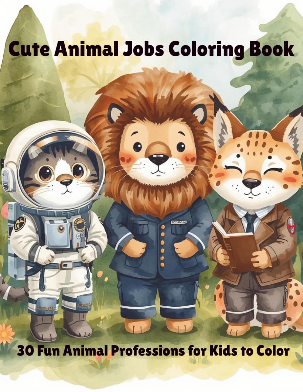 Cute Animals Jobs Coloring Book: 30 Fun Animal Professions for Kids to Color