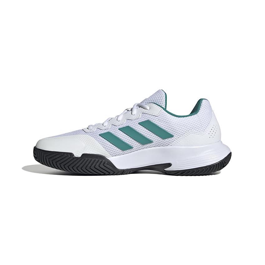 adidas Gamecourt 2.0 Tennis Shoes, Scarpe da Tennis Uomo, Ftwr White Pure Teal Core Black, 48 EU
