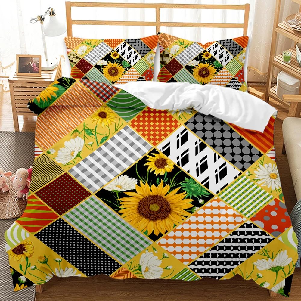 QBIDCSX Bedding Sets Single Sunflowers Bedding Sets Single Koala Duvet Cover 200x200cm with Zipper Closure, Hypoallergenic Quilt Cover with 2 Pillowcase for Boys Kids Girls
