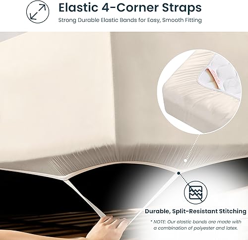 Miniatura 3 de GOKOTTA Juego de sábanas de tamaño King de 4 piezas, sábanas de bambú súper suaves, refrescantes para personas que duermen con calor, sábanas