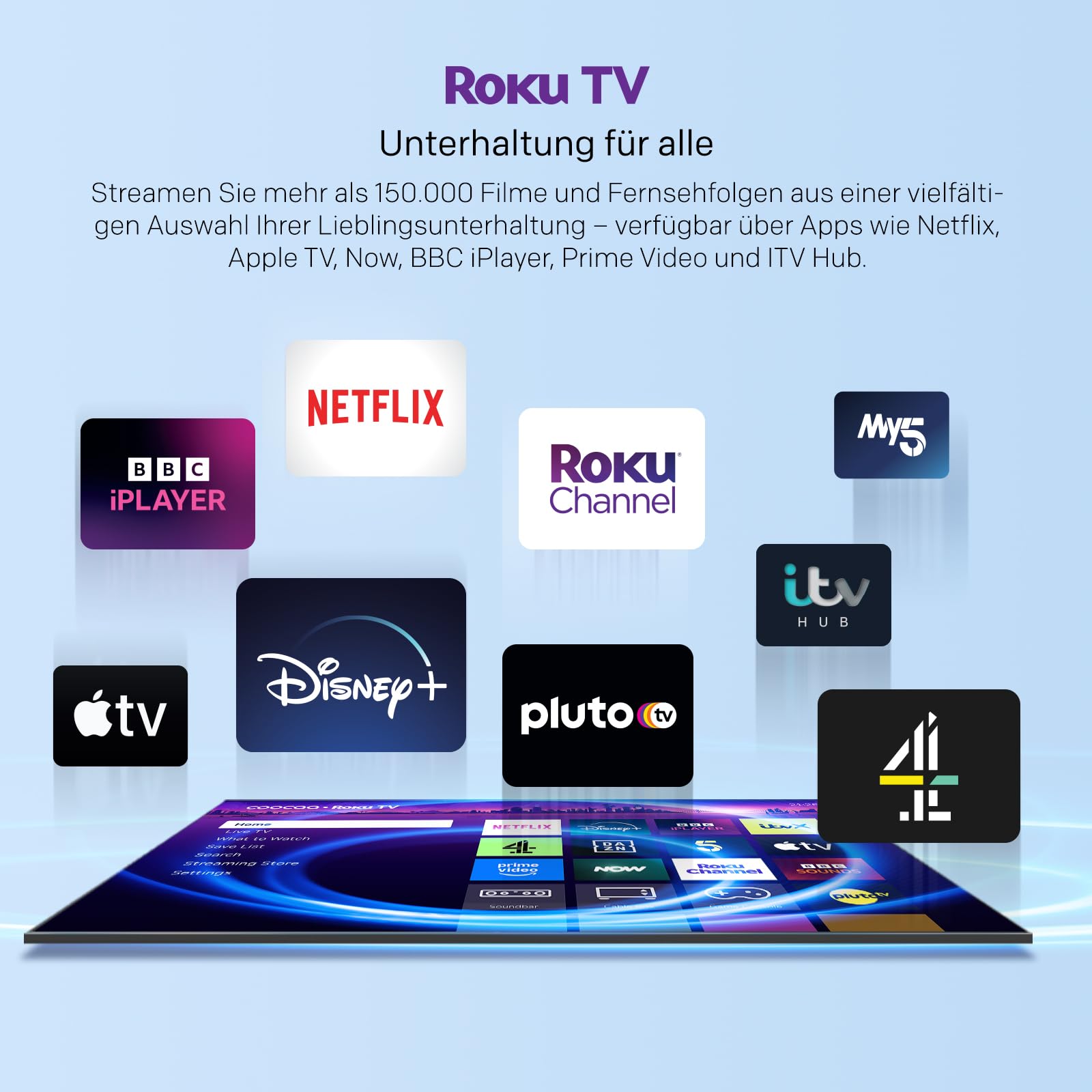 METZ Blue Roku TV, HD Smart TV, 40 Zoll, 100 cm, Fernseher mit Triple Tuner, WLAN, LAN, HDMI, USB, 40MTD3011Z, schwarz