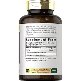 Carlyle DHEA 100mg Supplement | 300 Capsules | for Women and Men | Non-GMO & Gluten Free