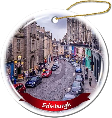 Miniatura 9 de Fhdang Decor Madrid España Adorno de Navidad de porcelana de doble cara de cerámica, 3 pulgadas