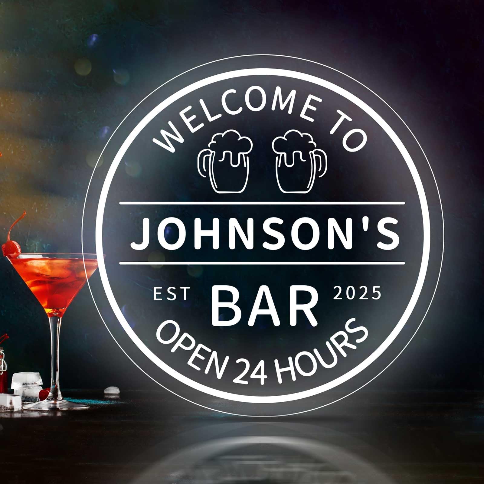 DAKABUKA Personalized Custom Beer Bar for Wall Decor Personalized Name Date LED Neon Light Up Sign for Home Bar Man Cave Tavern Bistro Business Pub Decoration Men Dad Gifts — image 1