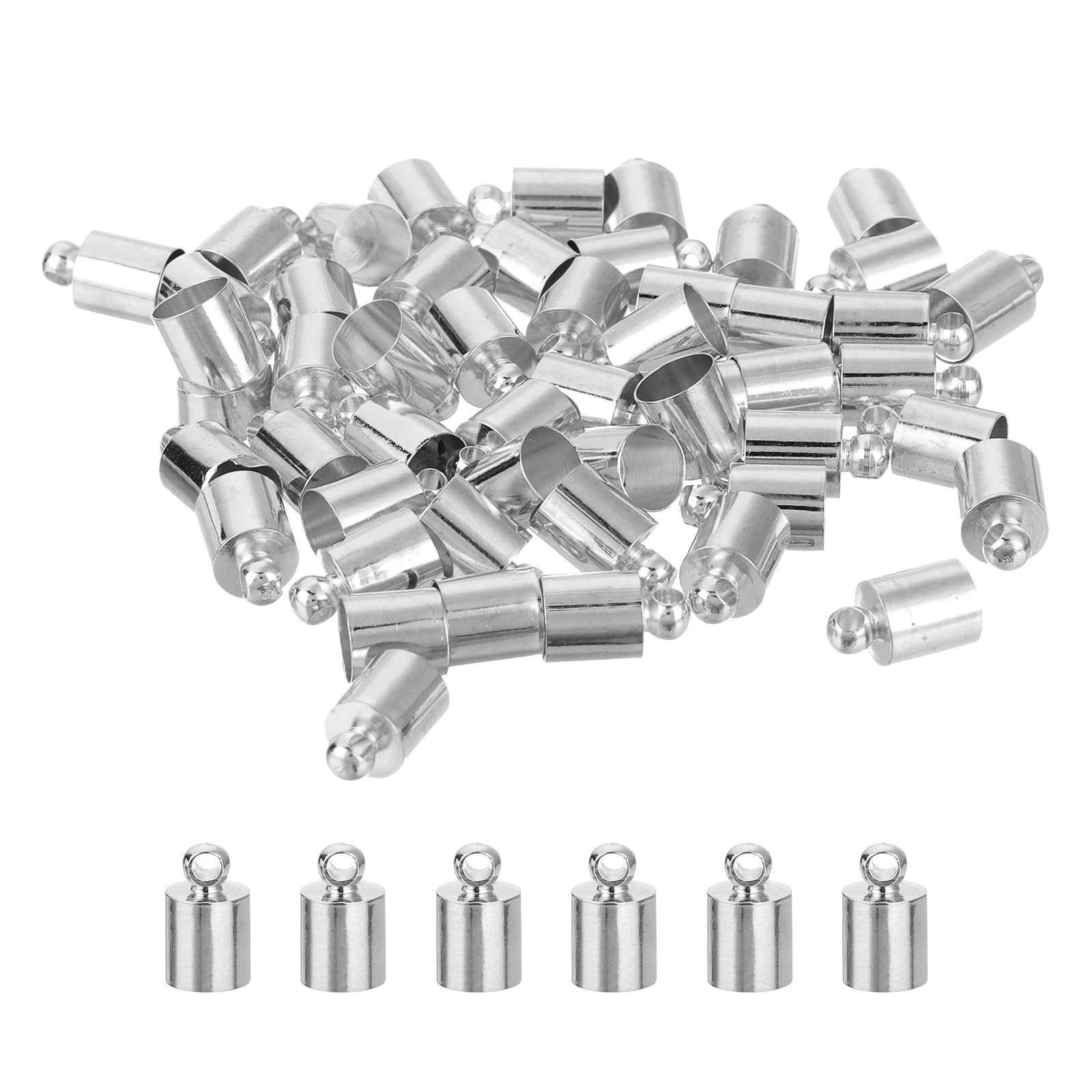 Embout de cordon 6mm de diamètre en rhodium pour attache solide de lacet cuir
