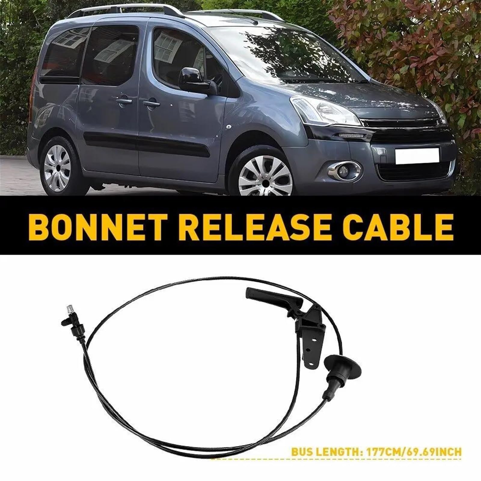 Manija Bloqueo capó Compatible con Citroen para Berlingo Mk2 2008-2019 Cable Liberación del Capó del Automóvil Componentes De Motores Cable del Acelerador Piezas De Repuesto 7937Q8