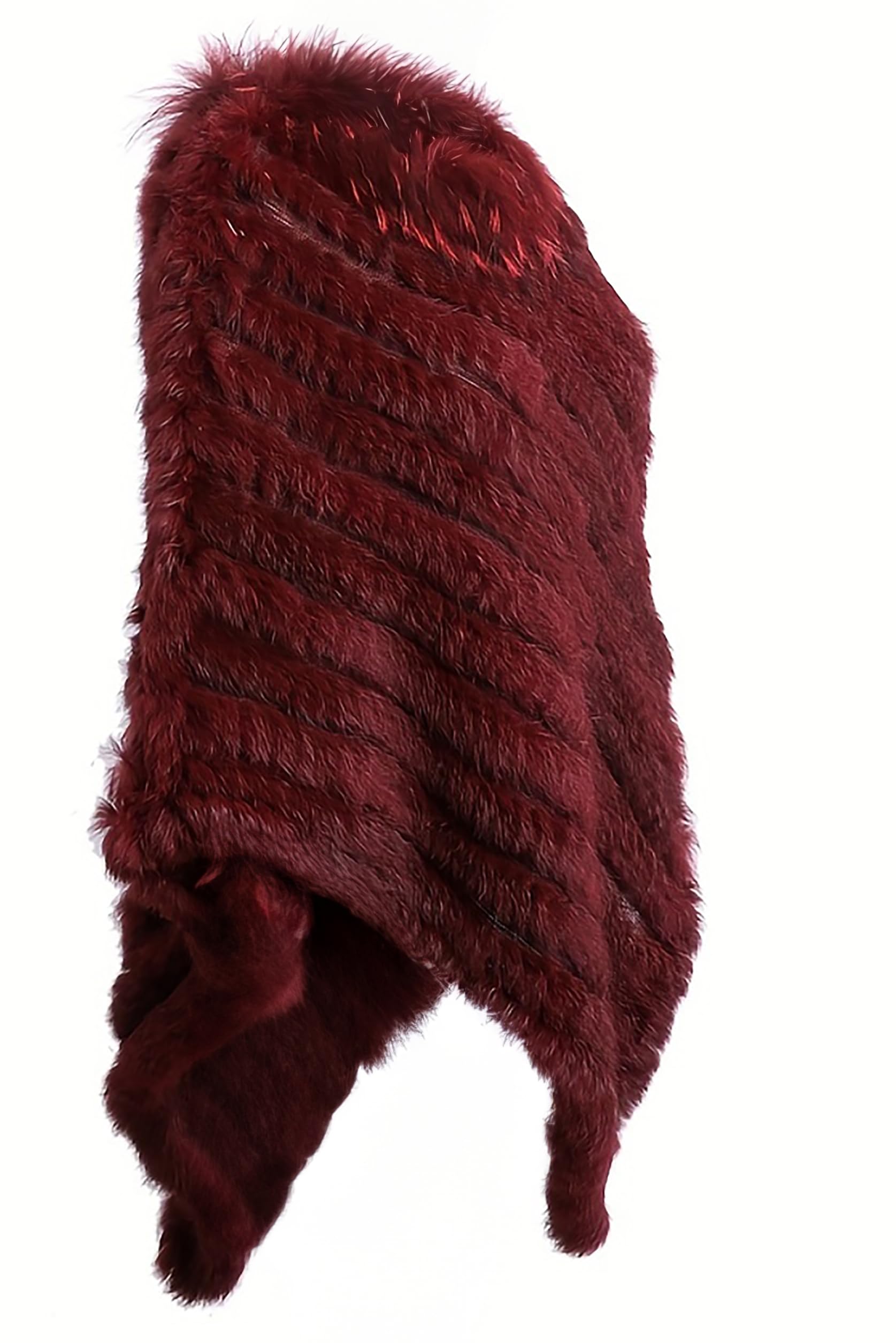 HEIZZI Naturale Pelliccia di Coniglio Poncho a Maglia Pullover