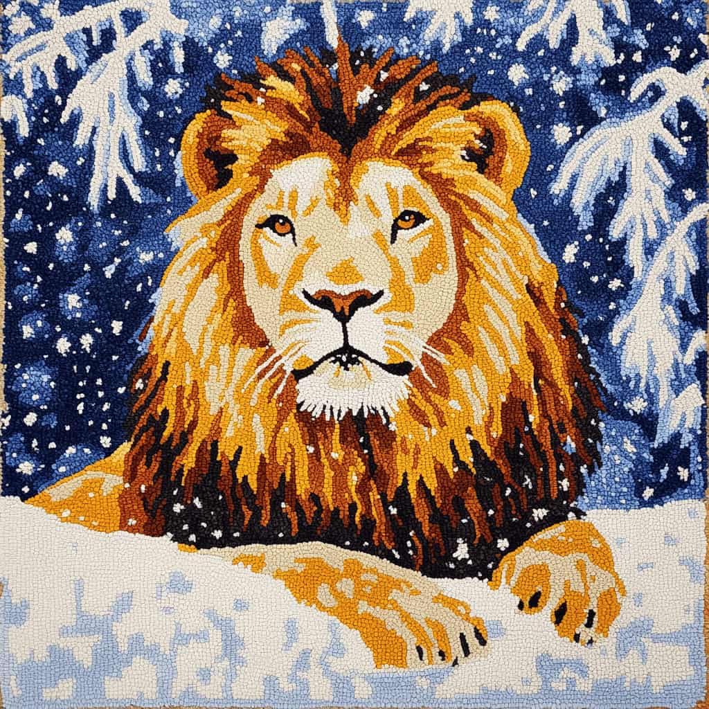Kitquiver Beginner Latch Hook Cushion Kit,Lion Decor Pillow Cover 43X43Cm