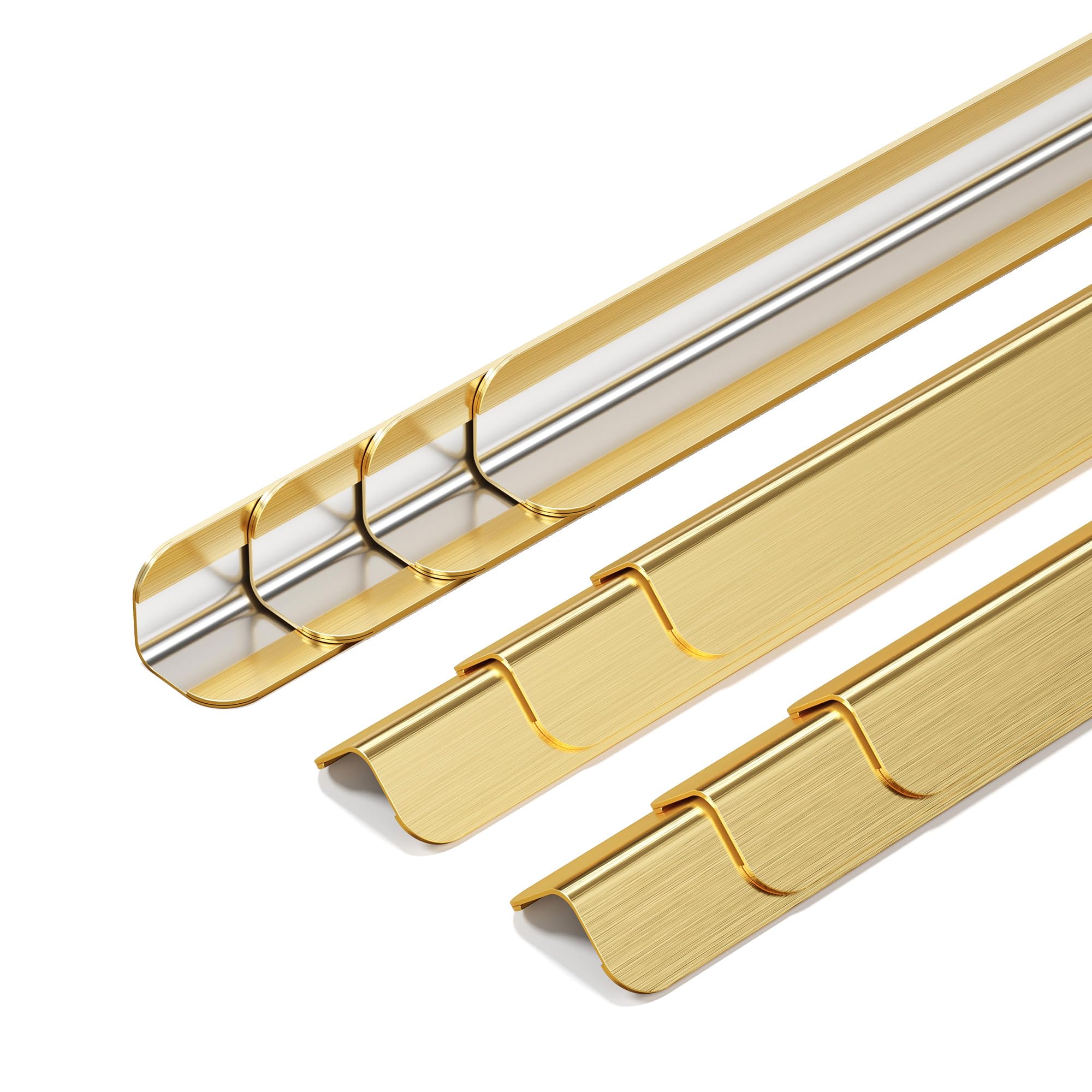 10pcs Wall Corner Guards 0.5x0.5x48 Inches 304 Stainless Steel Heavy Duty Rounded Corner Protector, Smooth Folded Edge Design for Wall Protection Golden（No Adhesion）