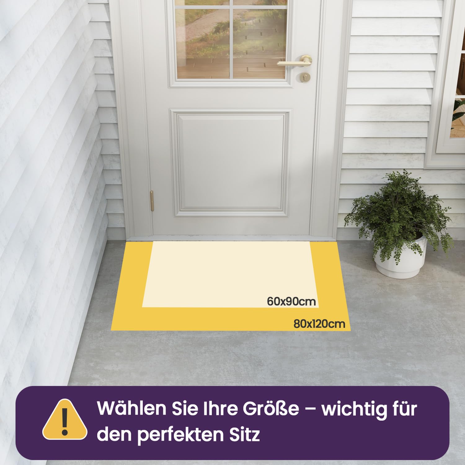 DEXI Fußmatte Außen 60 x 90 cm, rutschfest Gummi Fussmatte mit Noppen, Wasserdicht Robuste Türmatte Außenbereich, Waschbarer Schmutzfangmatte für Haustür, Eingang, Terrasse und Balkonn, Schwarz