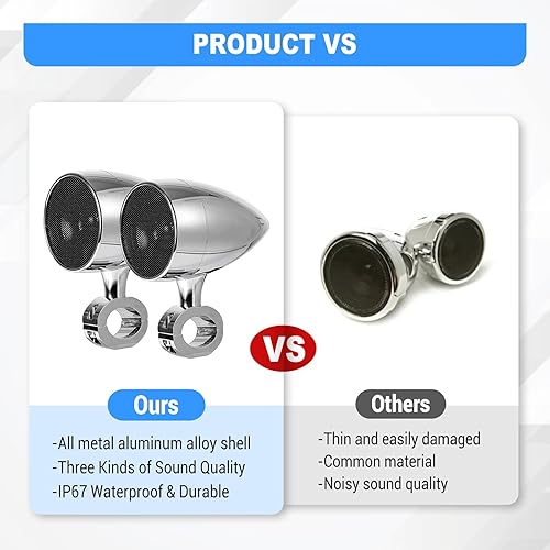Miniatura 7 de 2 altavoces Bluetooth para motocicleta con USB de alta potencia y control remoto, altavoces de motocicleta de 3 pulgadas, Bluetooth impermeables,