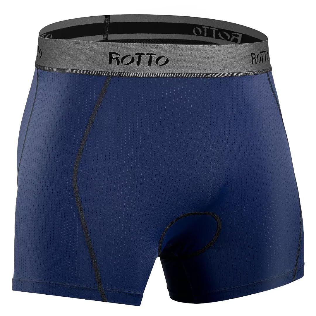 ROTTO Radlerhose Herren Radunterhose mit Sitzpolster Fahrradhose Unterwäsche Radhose Kurz MTB Liner Atmungsaktiv Schnell Trocknend