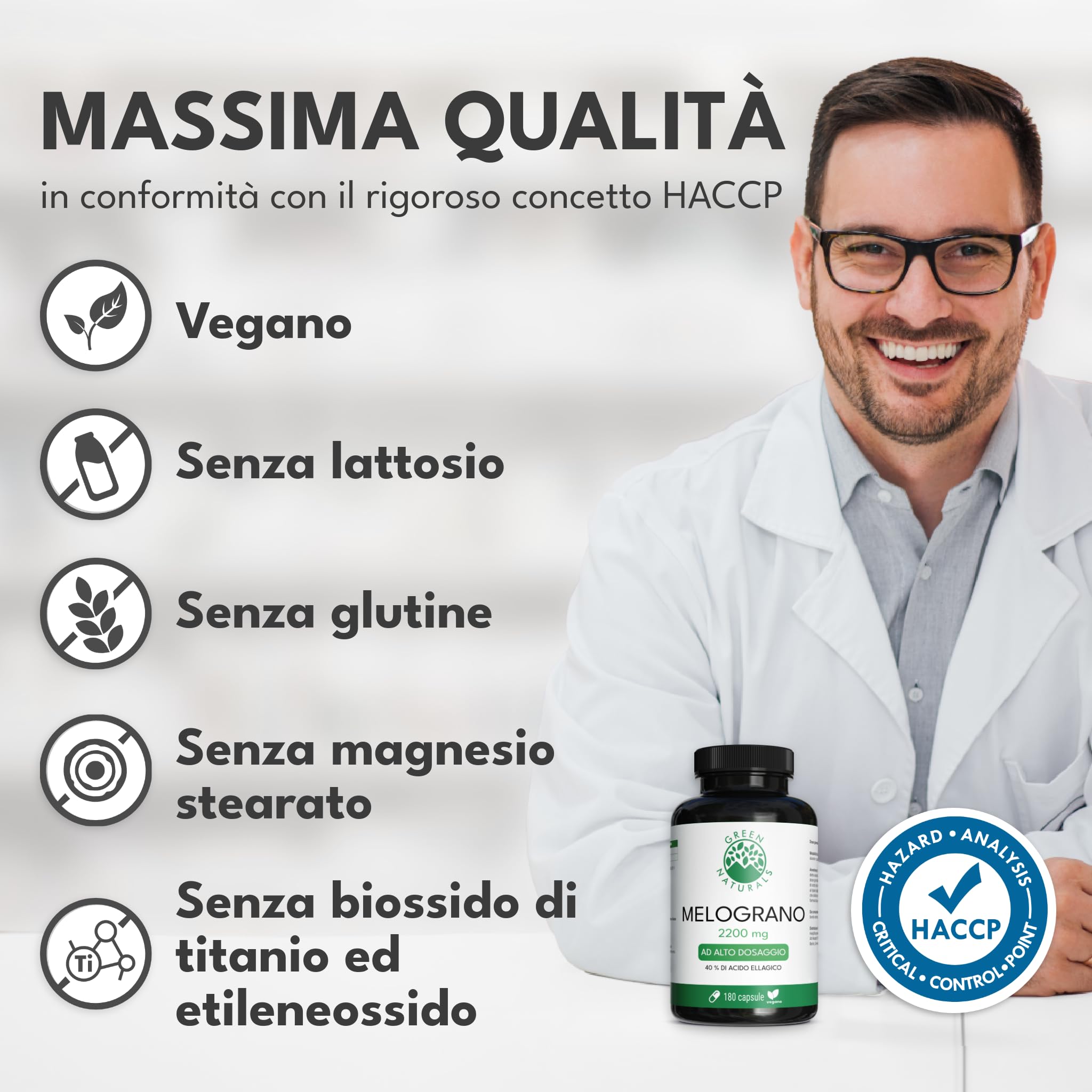 Capsule di melograno - IMPORTANTE: Estratto 50:1 (=110.000 mg) per dose giornaliera con il 40% di acido ellagico - Produzione tedesca - 2 mesi di fornitura - Green Naturals®