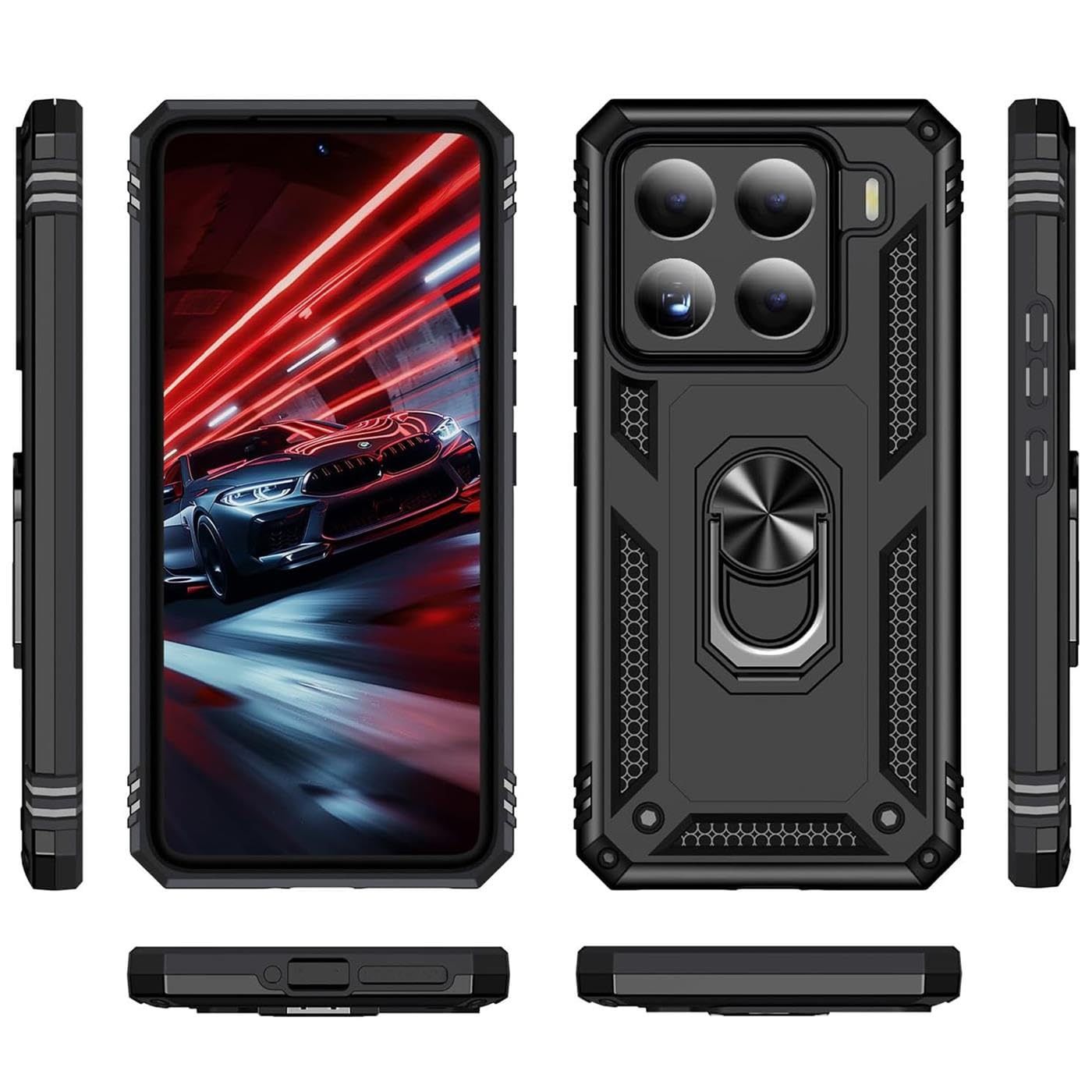 Verco Hybrid Armor Shield Case do Xiaomi 15, bardzo wytrzymałe, z magnetycznym uchwytem na palec, etui na telefon komórkowy do Xiaomi 15 5G, etui pancerne, czarne