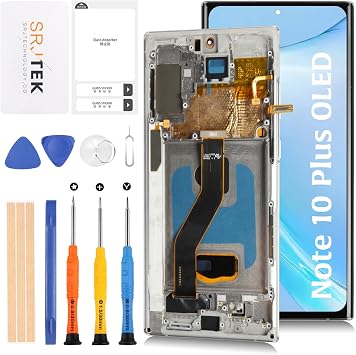 SRJTEK For Samsung Galaxy Note 10 Plus 5G "OLED" 6.67"Not OEM 6.8" Touch Panel Digitizer Aura White Framed LCD Screen Replacement for Note10+/5G SM-N975U N975W N976U Model LCD Display Touch Screen Digitizer Repair Parts with Tools ..