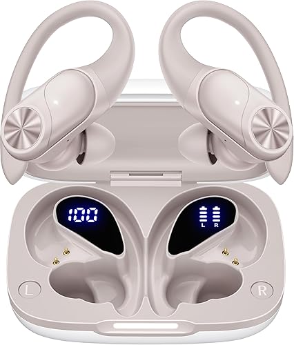 PocBuds Auriculares Bluetooth inalámbricos 80 horas de reproducción, estuche de carga inalámbrica, pantalla digital, auriculares deportivos con