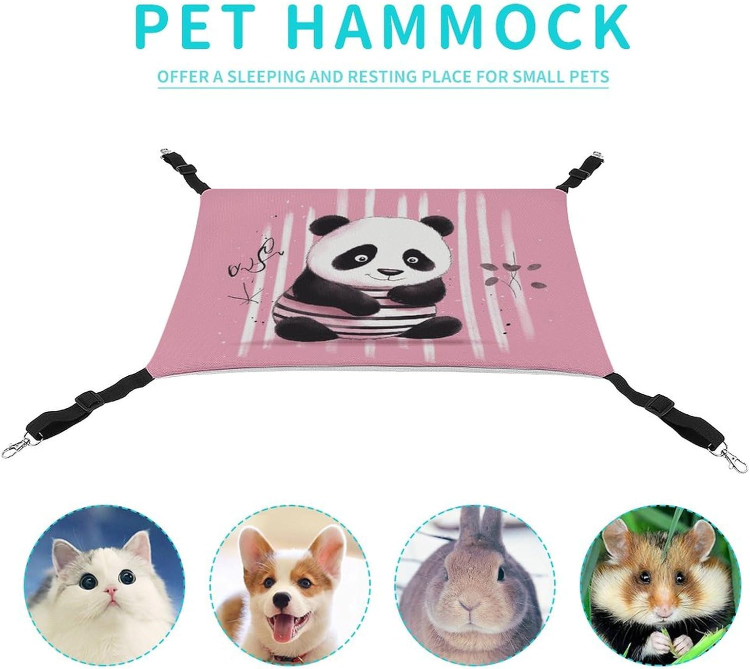 review Hanging Pet Hammock, Striped Panda Printed Soft Breathable Pet Hammock with Adjustable Straps and Metal Hooks for Cats Small Dogs Rabbits Sugar Gliders